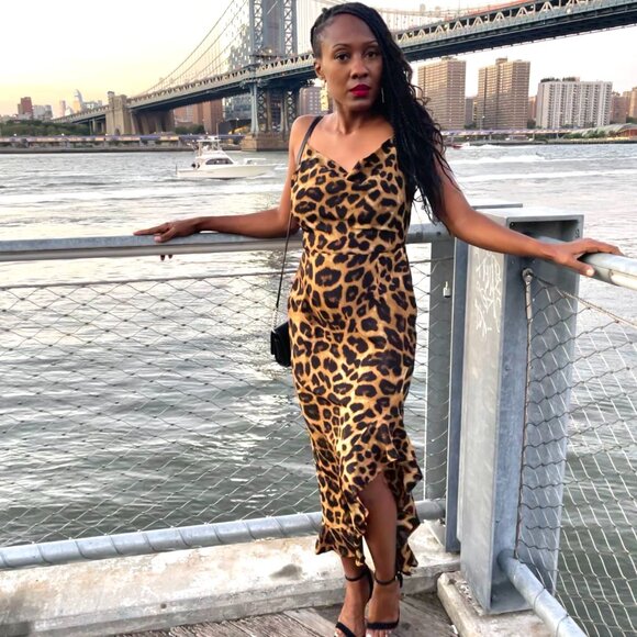 Missguided Leopard Print Ruffle Hem Slip Dress – Size 6 - Picture 1 of 2